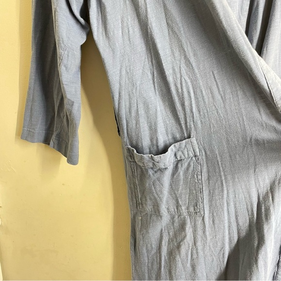 Coyuchi Organic Cotton Long Robe Light Blue size XS/S - Picture 6 of 13